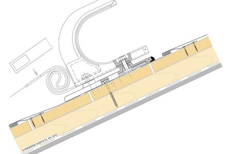 Visualisierung Sicherheitsdachhaken von HEUEL auf Zinkdach