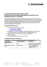 Nachweis Qualitätssiegel Nachhaltiges Gebäude - RHEINZINK-Dachentwässerung